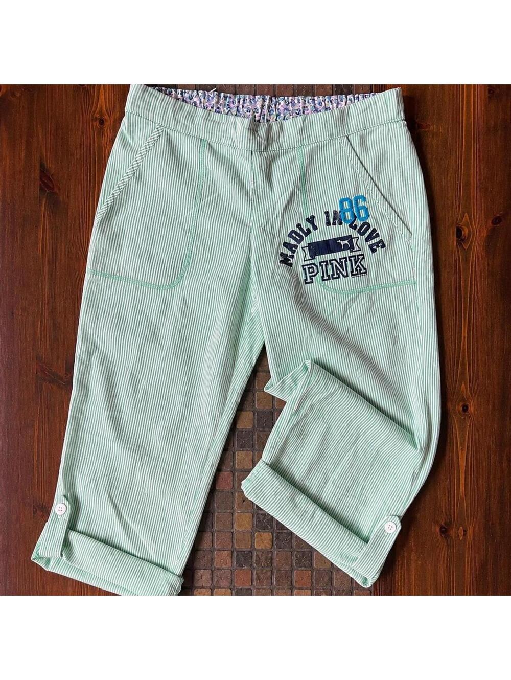 Vintage Y2K Victoria’s Secret PINK Low Rise Summer Coastal Capris Size XS 💚